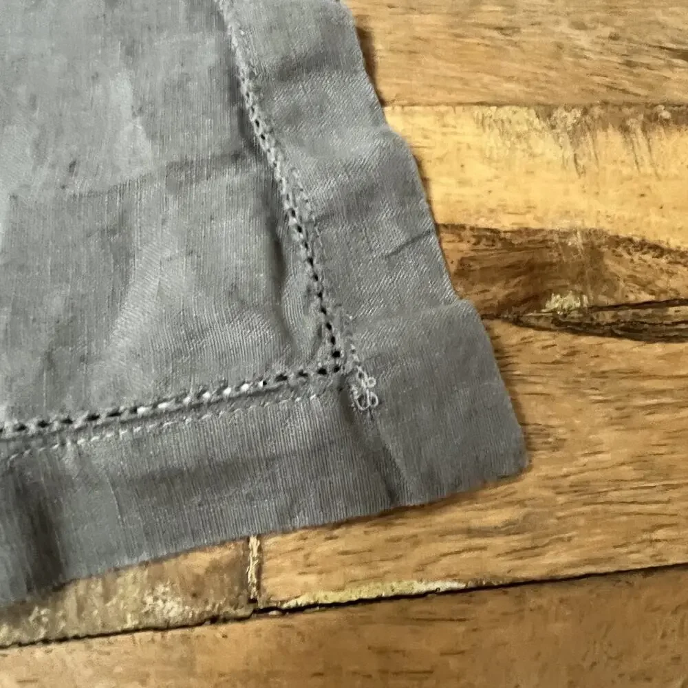 Pottery Barn 100% Linen Hemstitch Napkin Set of 2 Gray 20 in x 20 in